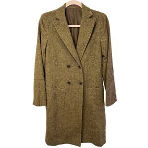 Vintage Womens Lamb Wool Brown Long Pea Coat Made in USA size Small Timeless EUC